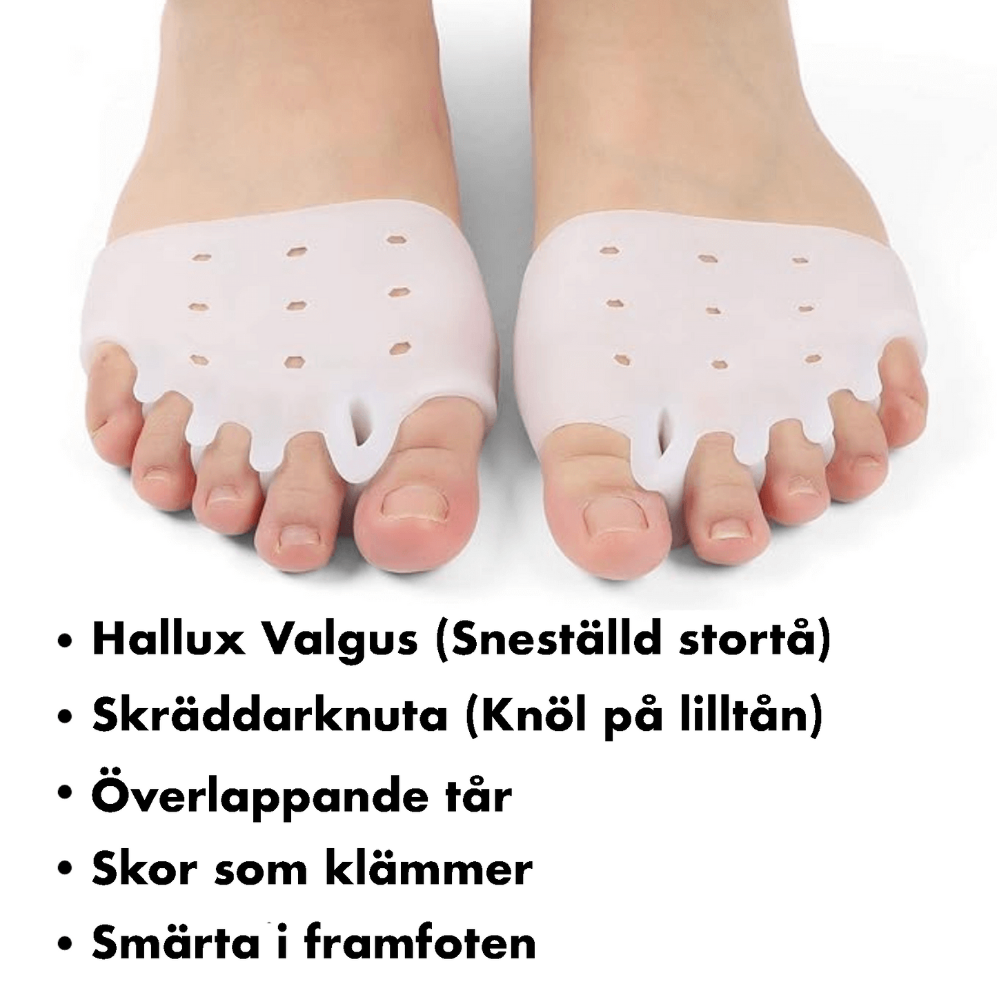 Effektiv tåseparator til 5 tæer, Hallux Valgus