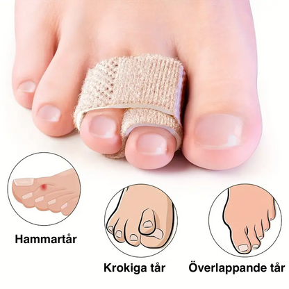 5 genanvendelige tåstøtter og fingerbånd til tåbrud